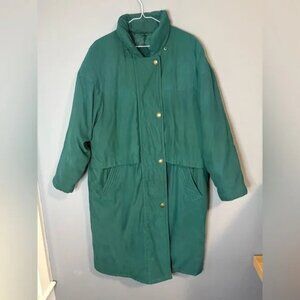 Vintage 80’s Northern Climate size M, Long Forest green coat with zipper